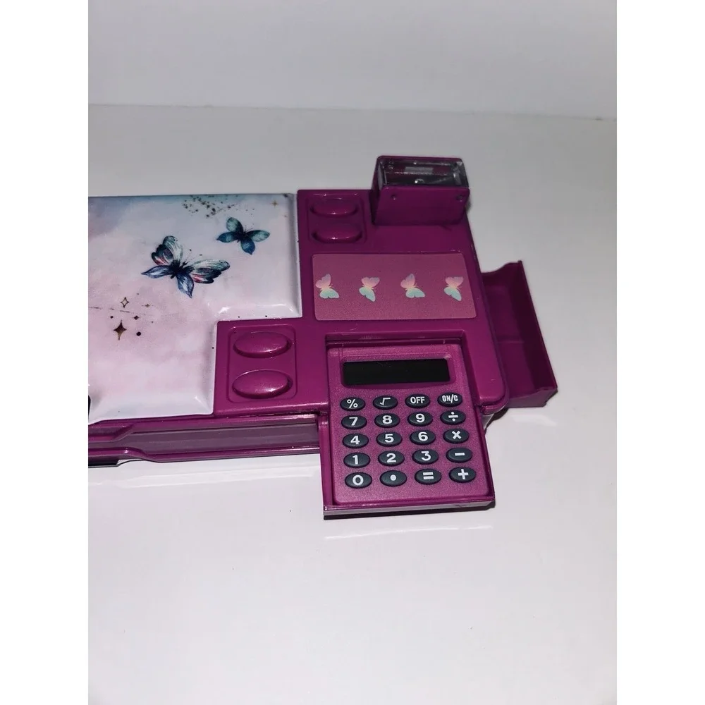 Fun Pencil Case With Calculator ,sharpener,hidden Pockets